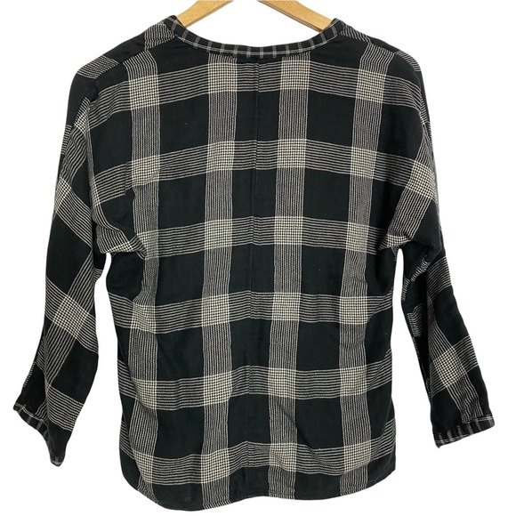 Madewell Boheme Popover Top Hayden Plaid Black White Size XXS - Picture 7 of 9